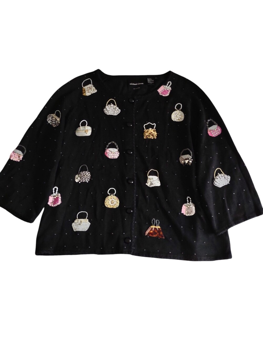 *FLAWED* Michael Simon 2X 2000 Sequin Beaded Purse Sweater